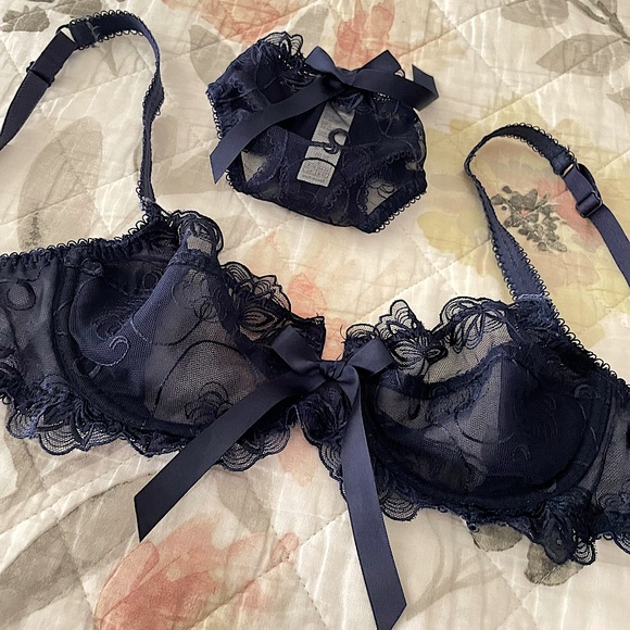 Blue Floral Lingerie Set - Picture 1 of 4